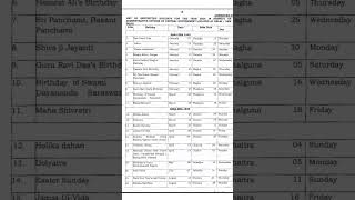 Government Holidays 2024  Central Government Holidays 2024 shorts advayainfo [upl. by Wilkens]