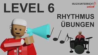 Rhythmusübungen Level 6 Sechzehntel Achtel Viertel halbe und ganze Noten  Gehörbildung [upl. by Nitnerb726]