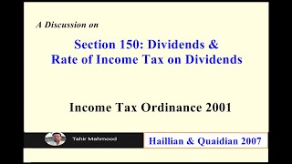 Section 150 Dividends amp Rate of Income Tax on Dividends  Income Tax ordinance 2001 [upl. by Capwell667]