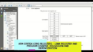 ARM CORTEX CORE REGISTERS  LINK REGISTER AND PROGRAM COUNTER DISCUSSION AND DEMONSTRATION [upl. by Garrett924]