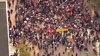 Israeli Palestinian supporters rally and clash for a second day in NYC [upl. by Osber]