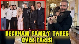 David Beckham’s Emotional Tribute to Victoria at Paris Fashion Week – Beckham Family Shines [upl. by Anyotal531]