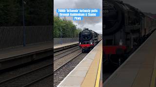 Britannia furiously puffs through Haddenham and Thame Parkway train steamtrain trainspotting [upl. by Bruyn111]