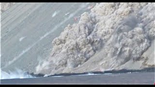 Pyroclastic flow into ocean Batutara Volcano Indonesia [upl. by Filberte]