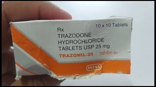 TRAZONIL 25 Tablet  TRAZODONE HYDROCHLORIDE Tablets  TRAZONIL 25mg Tablet Uses Side effects Dosage [upl. by Llig]