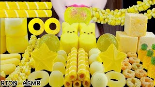 【ASMR】YELLOW DESSERTS💛 CANDIED MARSHMALLOWSTICK COOKIEBANANA GUMMY MUKBANG 먹방 EATING SOUNDS [upl. by Eden]