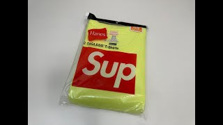 Supreme x Hanes Tagless Tshirts fluorescent yellow Unboxing [upl. by Anan]