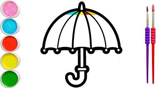 How To Draw Cute Rainbow Umbrella for Kids Step by Step Easy umbrella kidsart drawing [upl. by Ydnahs]