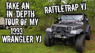 InDepth Tour of my 1993 Jeep Wrangler YJ  Rattletrap YJ [upl. by Yerdna]