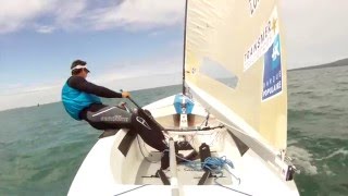 Jonathan Lobert FRA 112 in the 2015 Finn Gold Cup Medal Race in Takapuna [upl. by Yrollam]