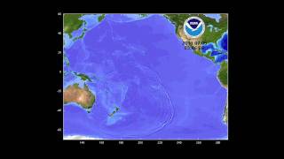 July 6 2011 Kermadec tsunami propagation [upl. by Niarbo]