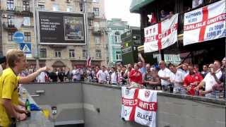 English Fans vs Swedish fans Euro2012 Kiev Lucky Pub [upl. by Afital]