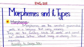 Morphemes and it Types ENG206 4thsememster pu [upl. by Blancha]