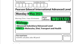 A level  Biology  Unit 1  May 2023  Edexcel [upl. by Ailicec]