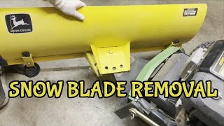 How To Remove A Snow Blade From A John Deere Riding Mower Small Engine Repair [upl. by Tuppeny238]