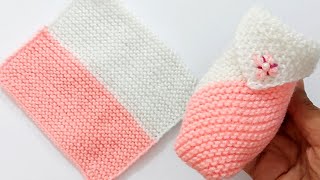 Very Easy Knitting Baby Booties  Socks  Shoes [upl. by Spindell]