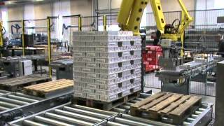 Fully automatic robot palletizing system [upl. by Stefanac]