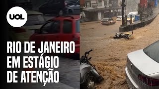 Chuva forte alaga ruas e deixa Rio de Janeiro em estado de atenção [upl. by Enelra]