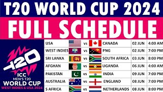 T20 World Cup 2024 schedule ICC T20 World Cup 2024 Schedule  Full list of matches timing amp venues [upl. by Maggs641]