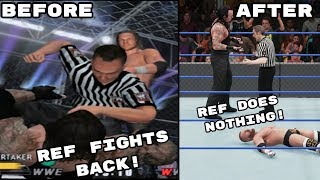 The Difference Between Attacking Referees In Old WWE Games amp New WWE Games [upl. by Aisek]