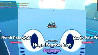 MY FIRST HUGE FESTIVE CAT Pet Simulator X Roblox [upl. by Heim351]