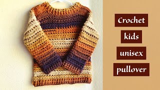 Crochet kidsage 4 to 5 years unisex pulloversweaterwith English subtitles  English version [upl. by Suzette]