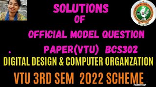 Q 1b BCS302 Solutions of Official model Question paper DDCO  BCS302 3rd Sem 2022 Syllabus  VTU [upl. by Shelly426]