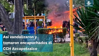 Encapuchados vandalizan y toman el CCH Azcapotzalco [upl. by Salhcin]