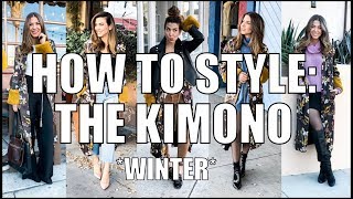 5 Ways To Wear a KIMONO  Winter Outfits  by Orly Shani [upl. by Elehcin]