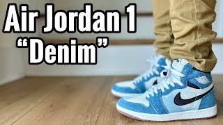 Air Jordan 1 “Denim” 2024 Review amp On Feet [upl. by Llenrrad]