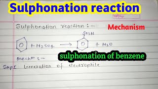 Sulphonation of benzene with mechanism l sulphonation reaction by unil yadav [upl. by Ennaecarg]