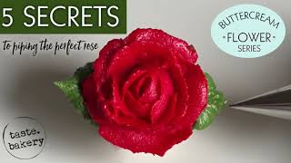 5 SECRETS How to Make Perfect Buttercream ROSES  Pipe Frosting Flowers on a Cupcake or Cake SERIES [upl. by Aimo]