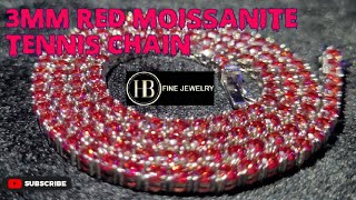 3mm Red Moissanite Tennis Chain Review from HARLEMBLING [upl. by Ilujna]