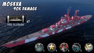 Moskva  Heavy Cruiser 90k dmg  World of Warships Blitz gameplay [upl. by Nairred]