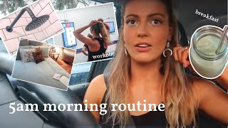 5am MORNING ROUTINE  Workout Green Smoothie Recipe [upl. by Xuaegram]