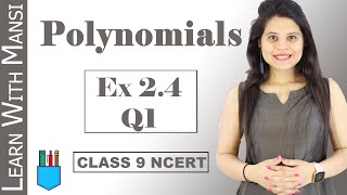 Class 9 Maths  Chapter 2  Exercise 24 Q1  Polynomials  NCERT [upl. by Washington]