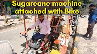 Sugarcane machine attached to bike  electric bike with solar charging  GoGoA1 [upl. by Assira906]