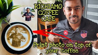 Print your photo on top of your coffee  Richiamo Coffee Café  Nice place to spend time with family [upl. by Liponis]