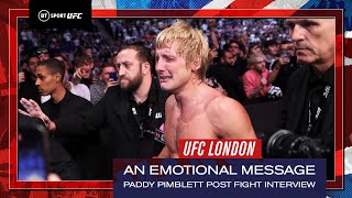 A powerful message from Paddy the Baddy  Pimblett v Leavitt  UFC London Post Fight Interview [upl. by Ayenat]