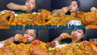 Asmr Eating 🔥 spicy chicken curry and chicken whole and biryani with anda curry [upl. by Ddarb]