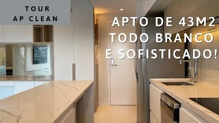 TOUR AP CLEAN  43m2  IMAGINA EU FAZENDO UM APARTAMENTO TODO BRANCO ESSE FICOU LINDO E SOFISTICADO [upl. by Ahsiel]