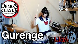 LiSA  Gurenge DRUM COVER by tora  Demon slayer op FULL Kimetsu no Yaiba [upl. by Etnoved]