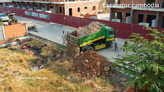 Bulldozer And Dump Truck Working Landfill 25 X 35 Meter  This Is Video Development City In Cambodia [upl. by Hearsh281]