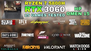 HP OMEN 15  RTX 3060  Ryzen 7 5800H  Test in 15 Games in 2022 [upl. by Middleton]