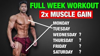 Full Week Gym Workout Plan For 2X Muscle Gain GUARANTEED RESULTS [upl. by Bord]