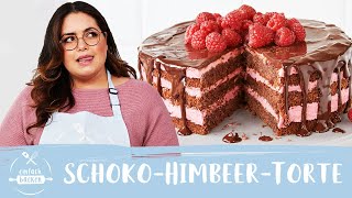 SchokoHimbeerTorte – Schokobombe mit Himbeerfüllung ohne Gelatine I Einfach Backen [upl. by Ellatsirhc330]