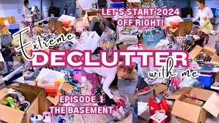 EXTREME DECLUTTER  BASEMENT ORGANIZE  CLEAN WITH ME 2024 [upl. by Garlen]