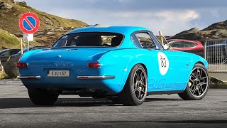 Volvo P1800 Cyan 420hp990Kg Restomod w 20L 4Cylinder Turbo Engine  Accelerations amp Sound [upl. by Thordia215]