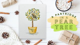 Watercolour Partridge in a Pear Tree  Easy Christmas Card Ideas [upl. by Kirwin]