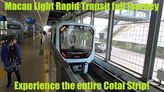 Macau Light Rapid Transit Full Journey on the Taipa Line via the Cotai Strip [upl. by Dnomde]